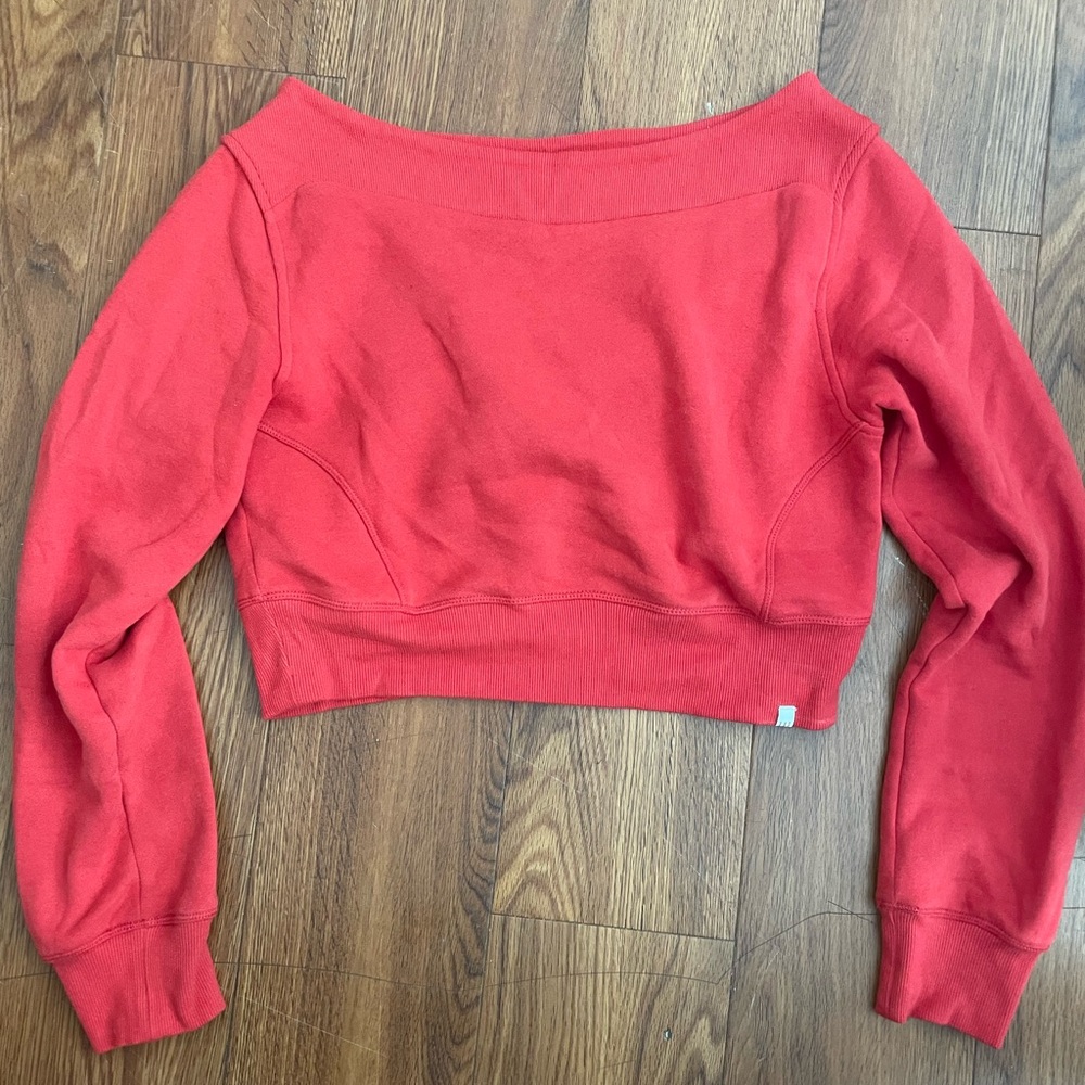 BDG Red Off-Shoulder Cropped Sweater